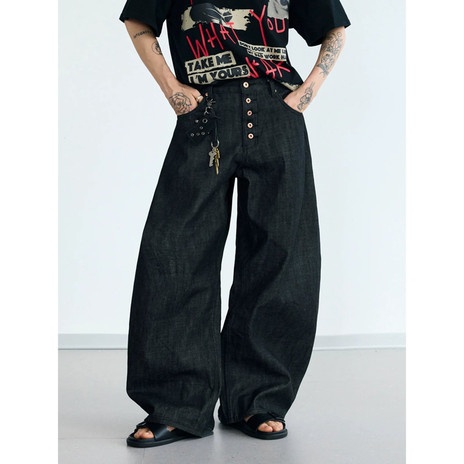 BLACK WIDE LEG JEANS