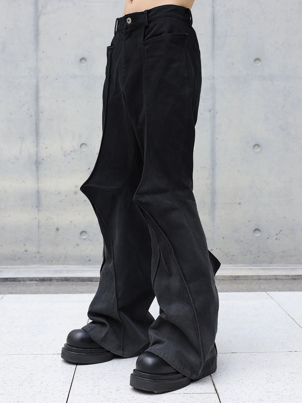 TRENDY AGED DENIM FLARED PANTS