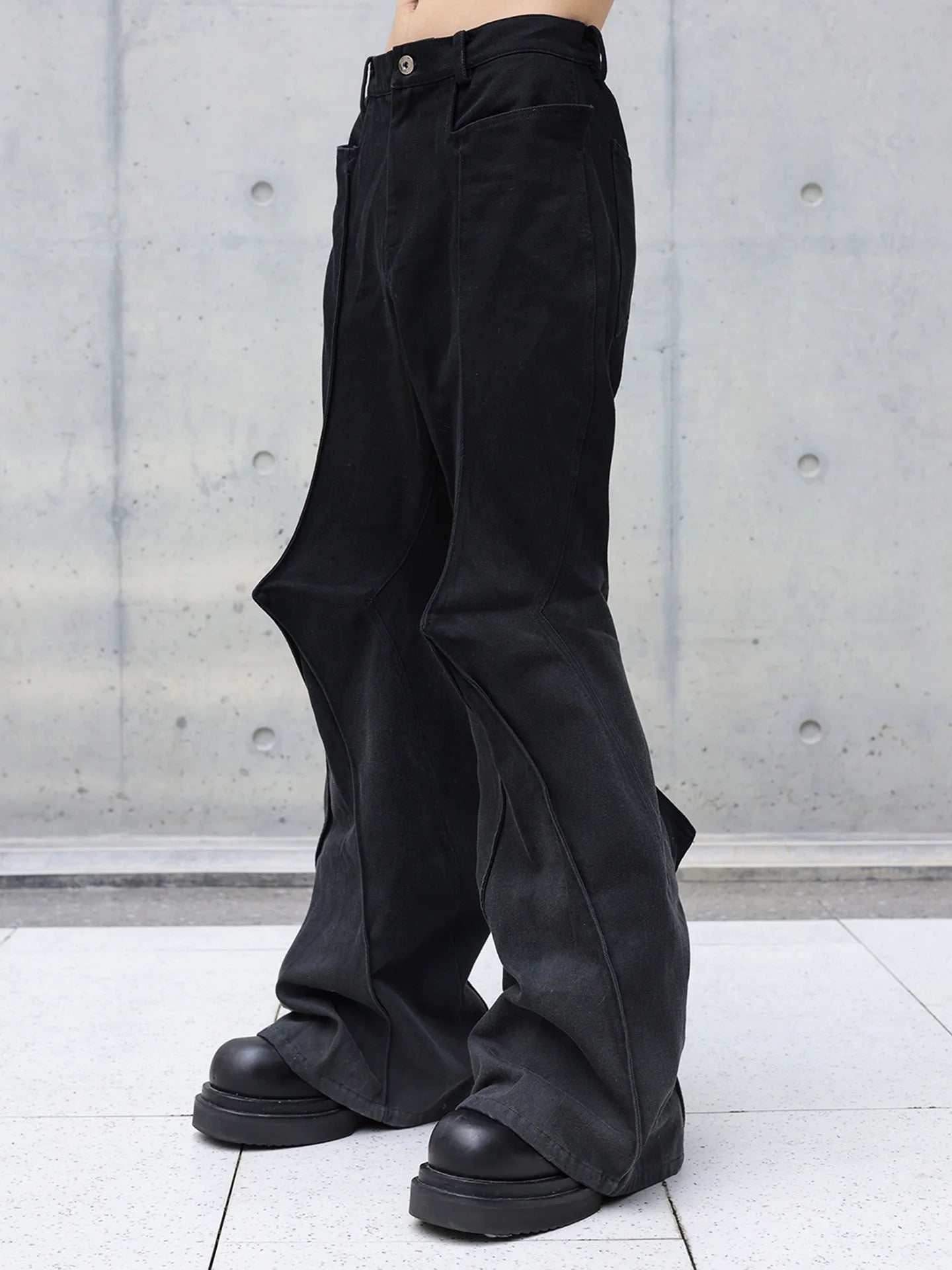 TRENDY AGED DENIM FLARED PANTS