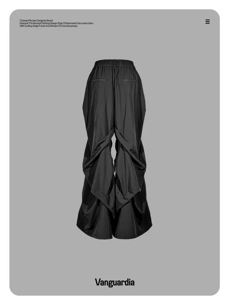 DARK PLEATED WIDE LEG PANTS