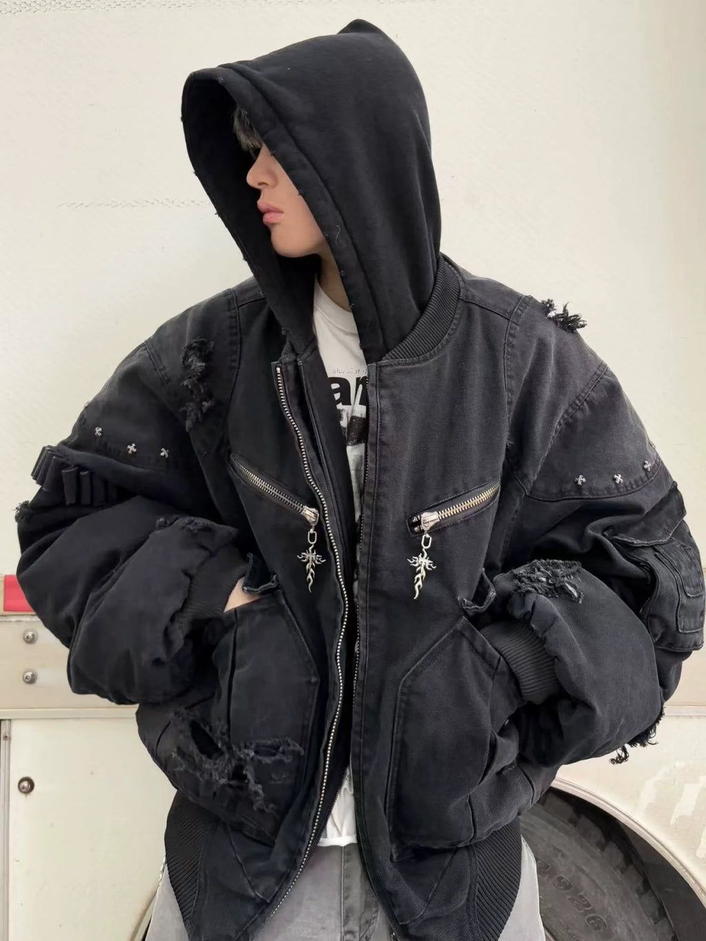 LAYERED BOMBER FLIGHT JACKET