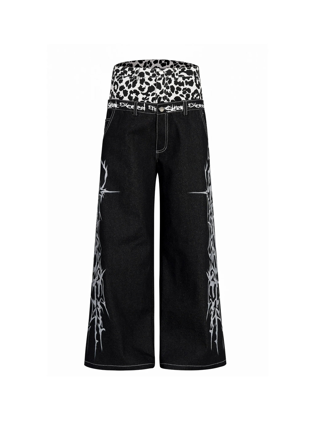 LEOPARD WIDE-LEG JEANS