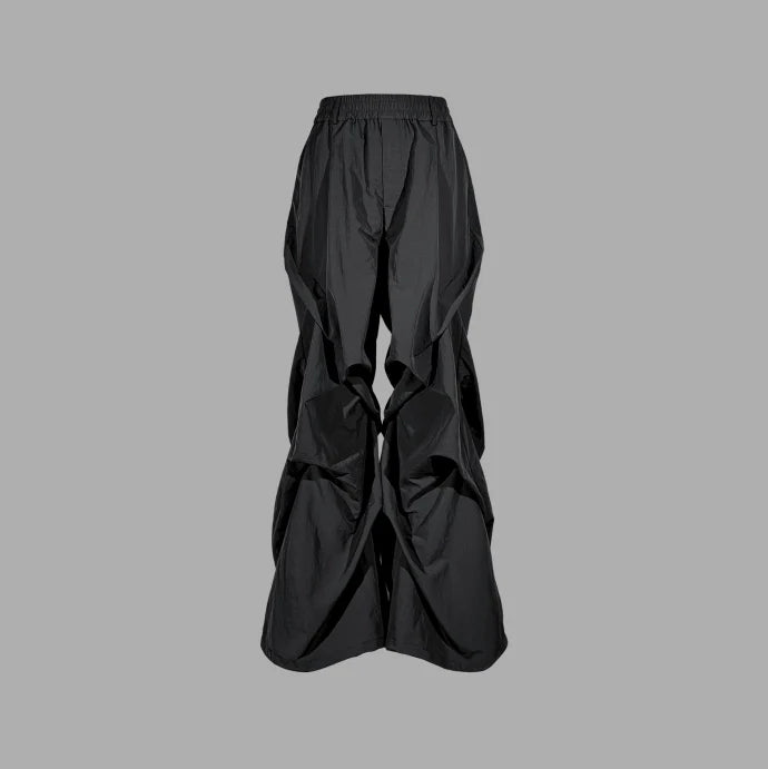 DARK PLEATED WIDE LEG PANTS