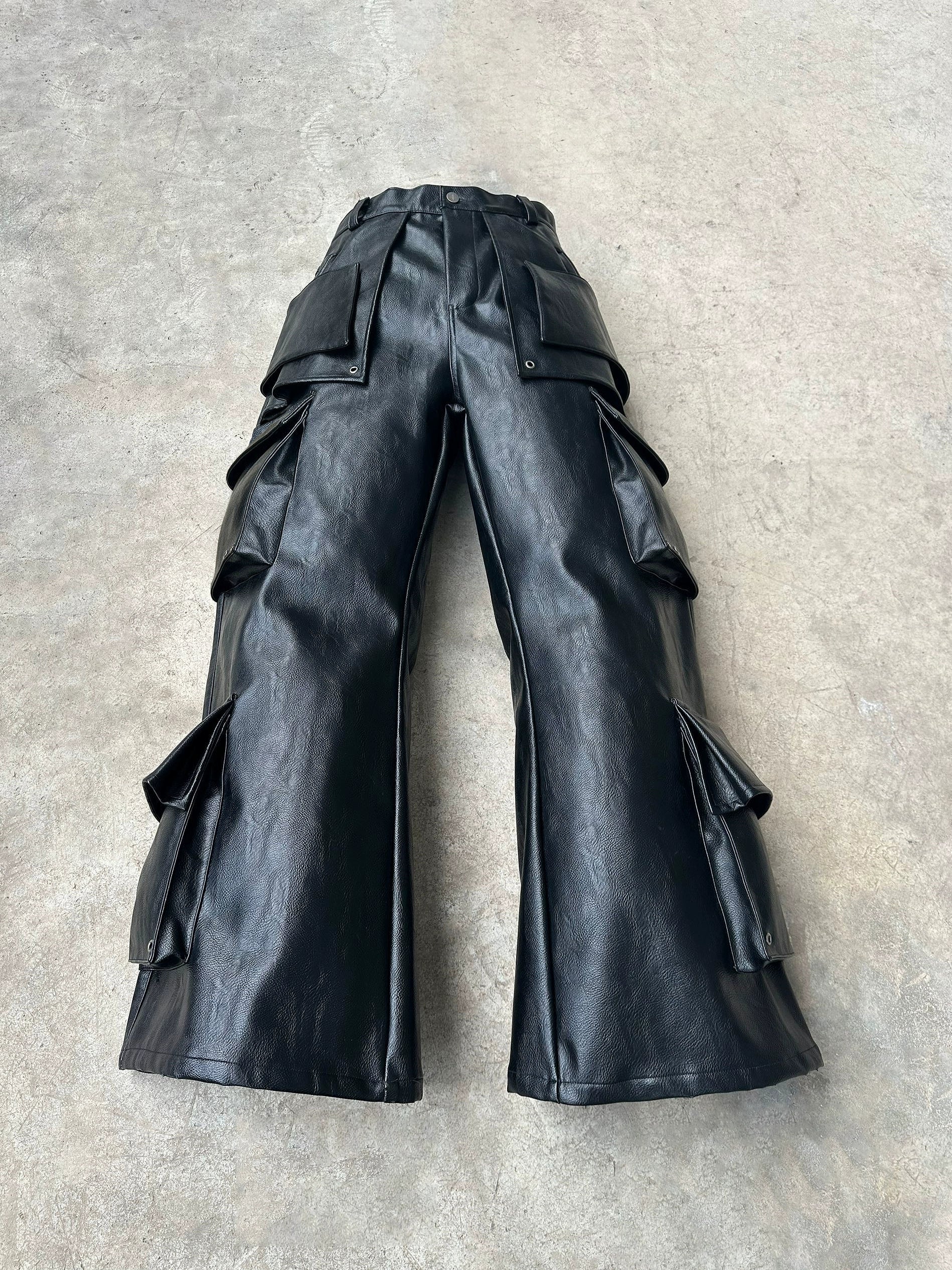 LEATHER CARGO PANTS