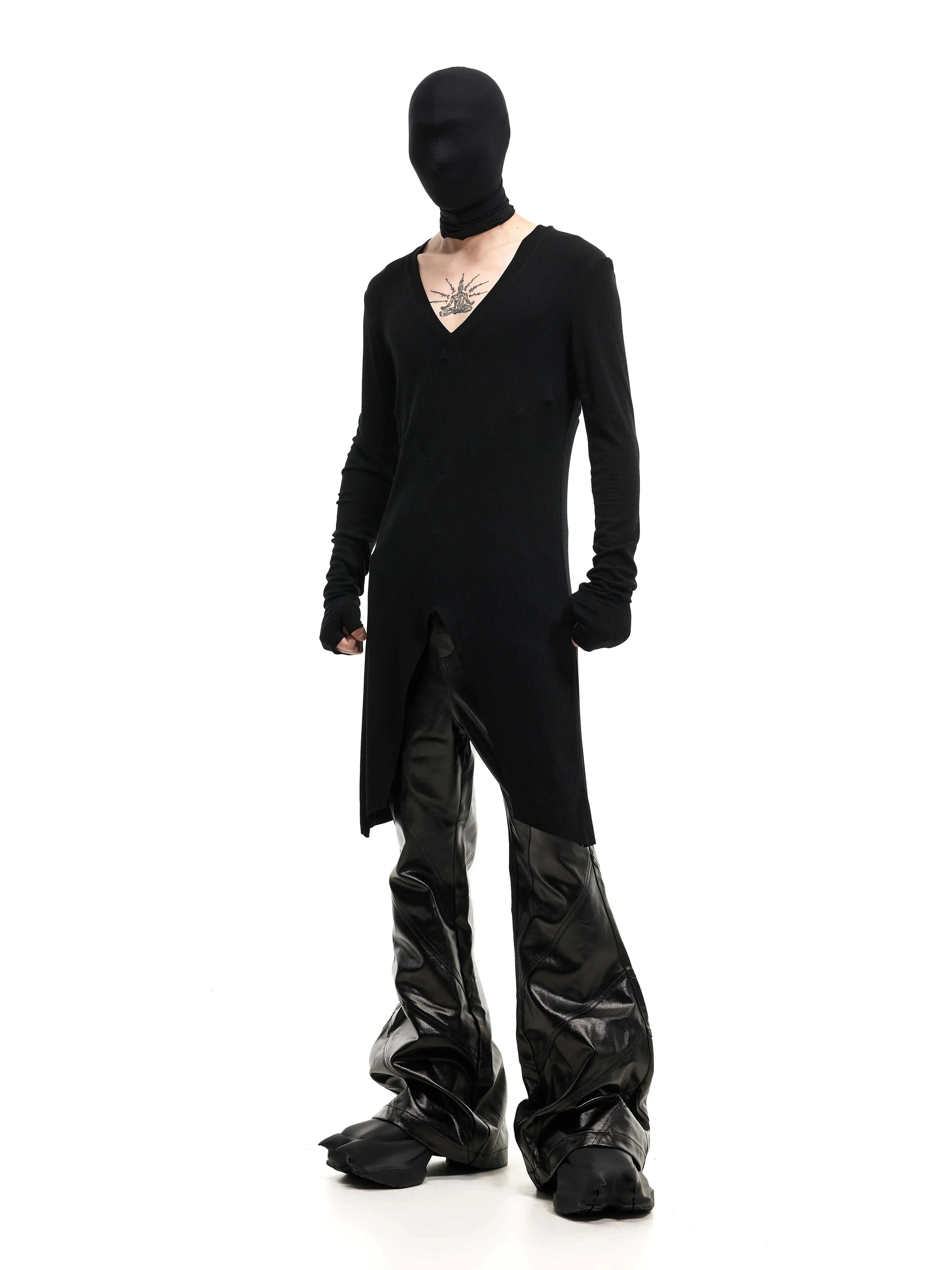 V-NECK KNIT LONG SLEEVE SHIRT