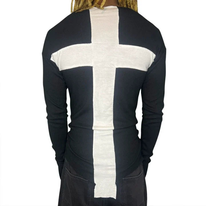 OVERSIZED PATCHWORK LONG SLEEVE T-SHIRT