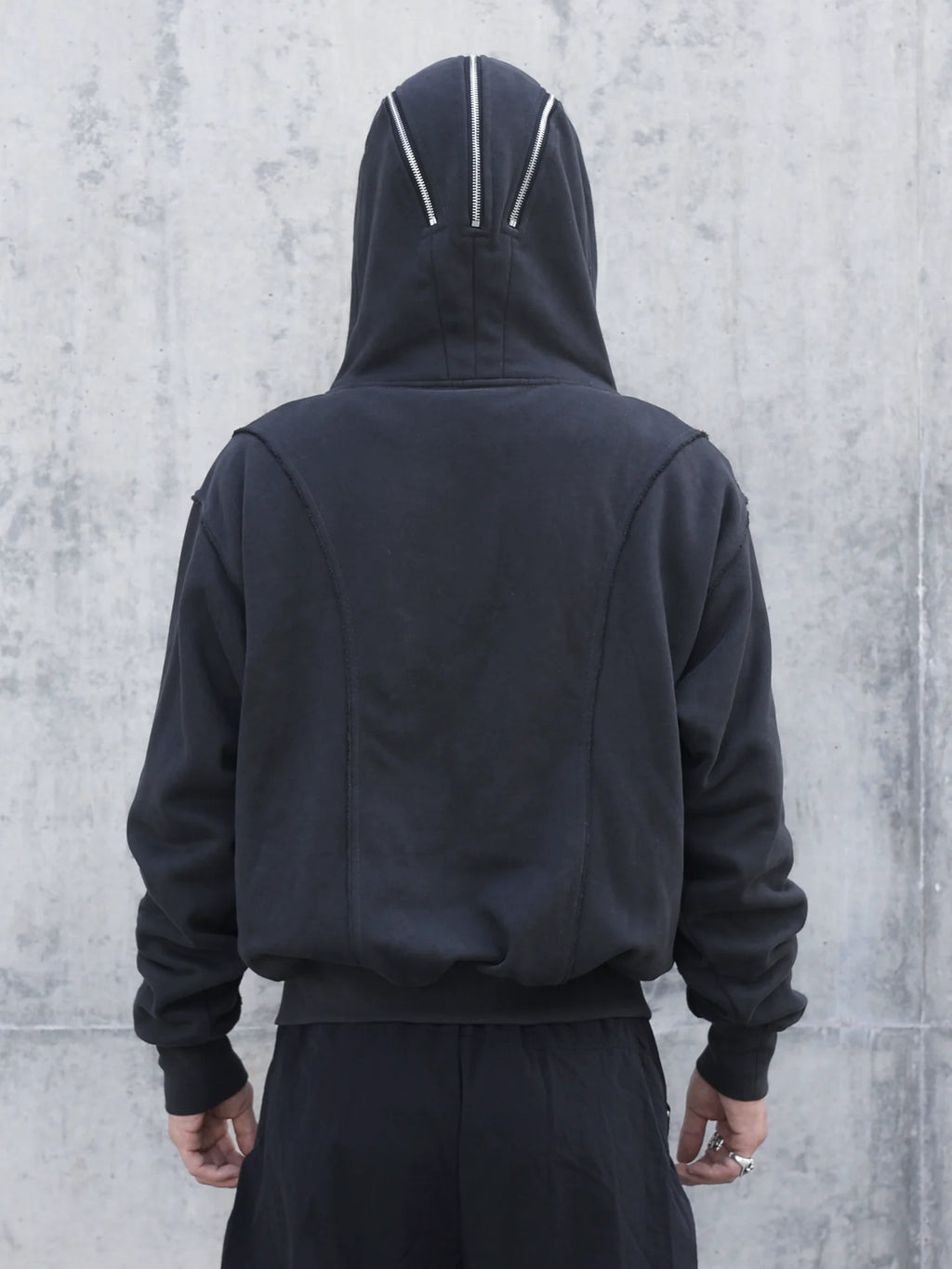HOODED ZIPPER MASKED SWEATER