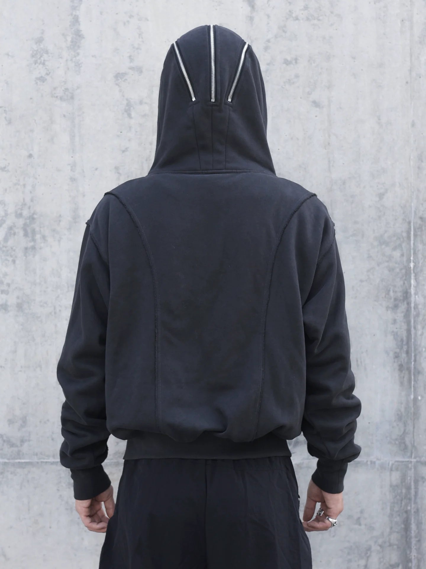 HOODED ZIPPER MASKED SWEATER