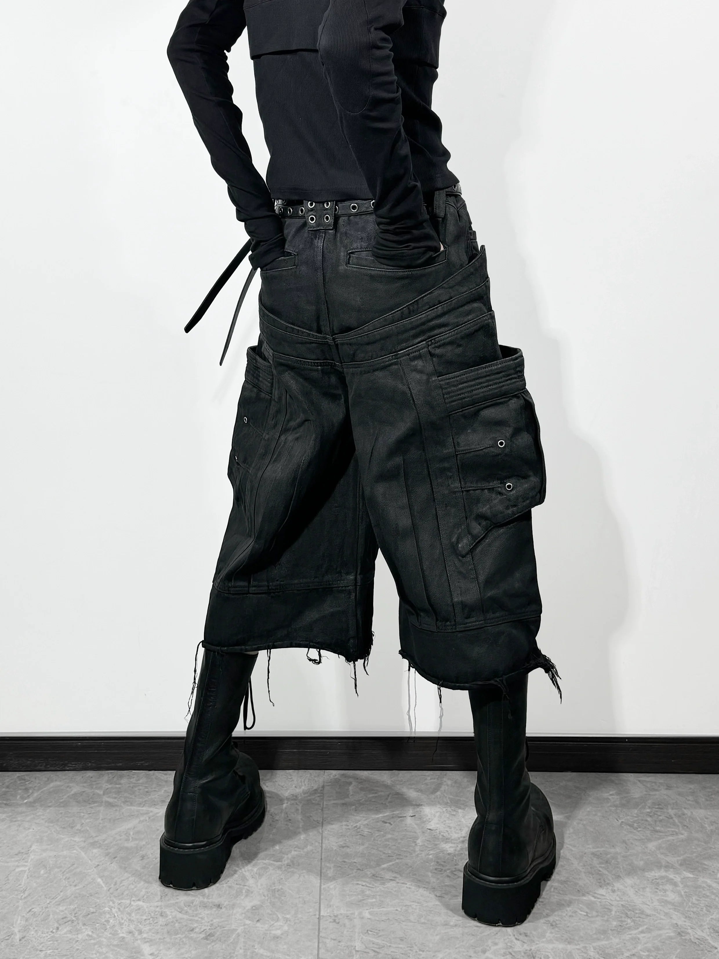 LIQUID METAL DENIM SHORTS