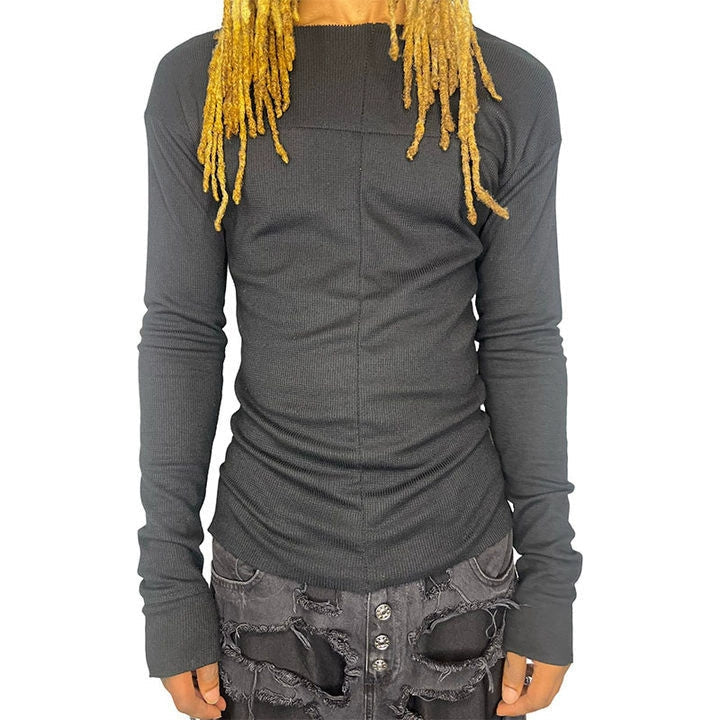 OVERSIZED PATCHWORK LONG SLEEVE T-SHIRT