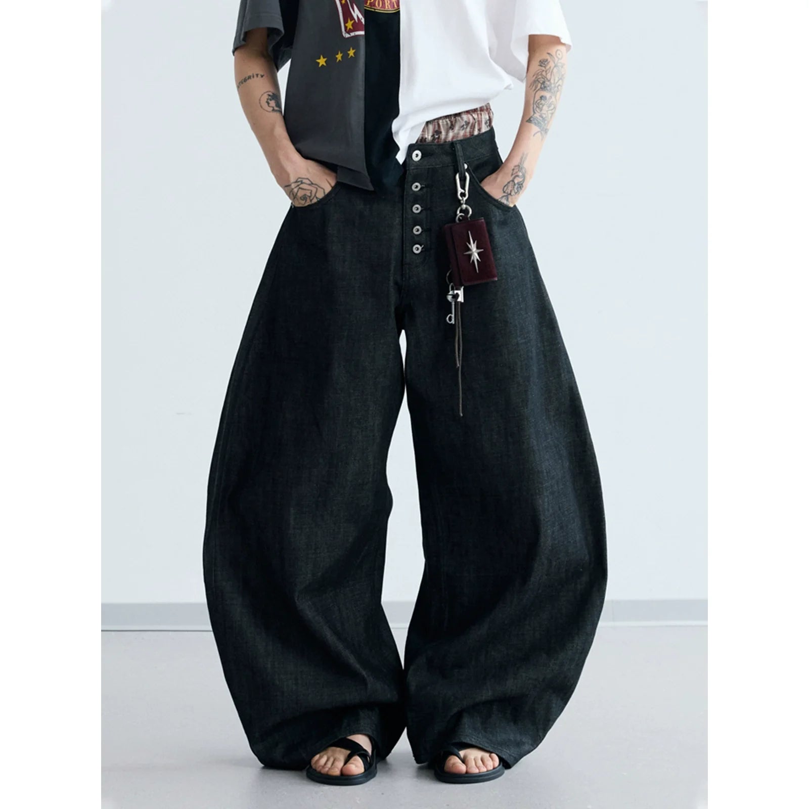 BLACK WIDE LEG JEANS