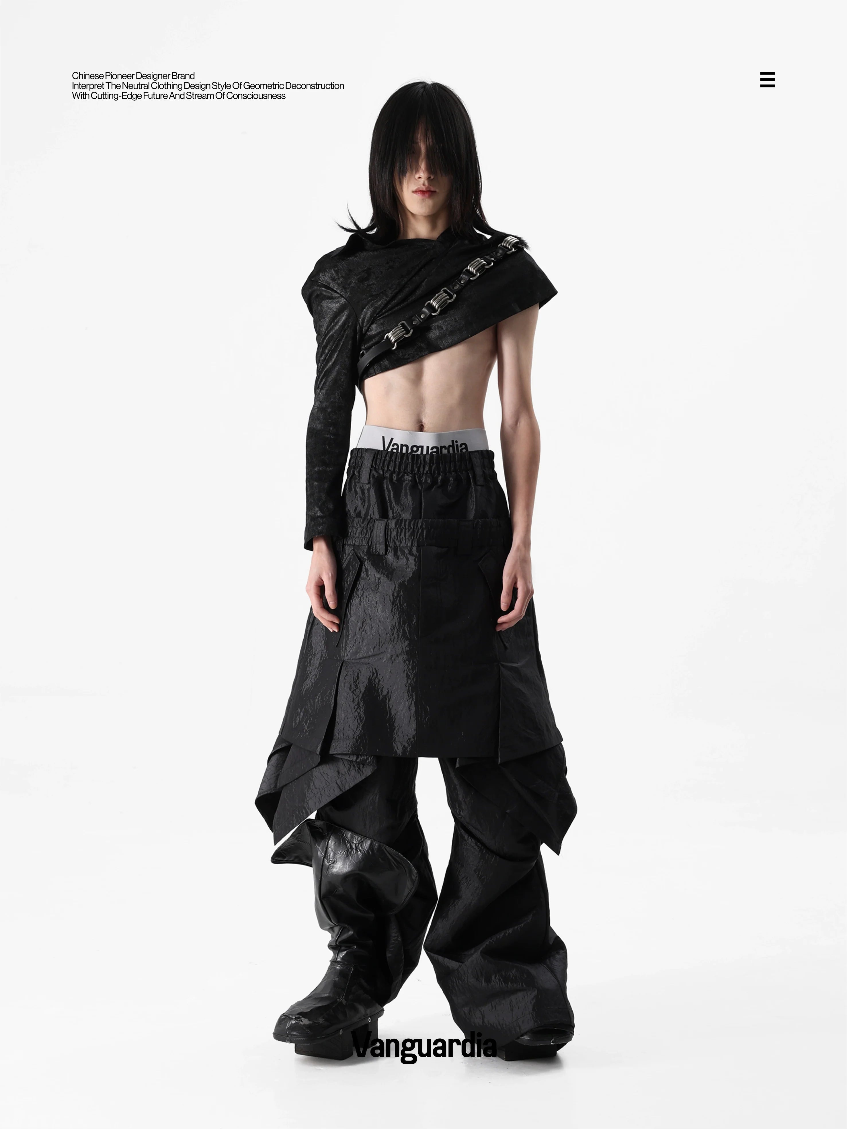 METALLIC BLACK CULOTTES PANTS