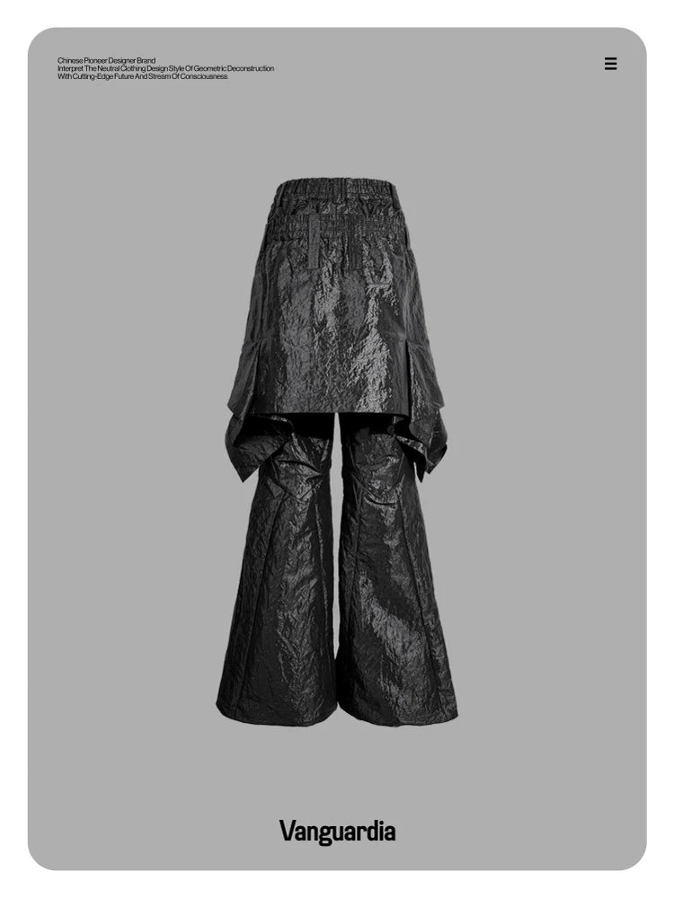 METALLIC BLACK CULOTTES PANTS