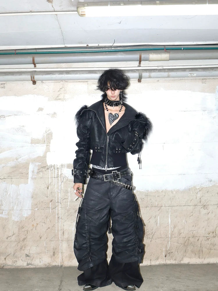 ADJUSTABLE LEATHER BOMBER JACKET