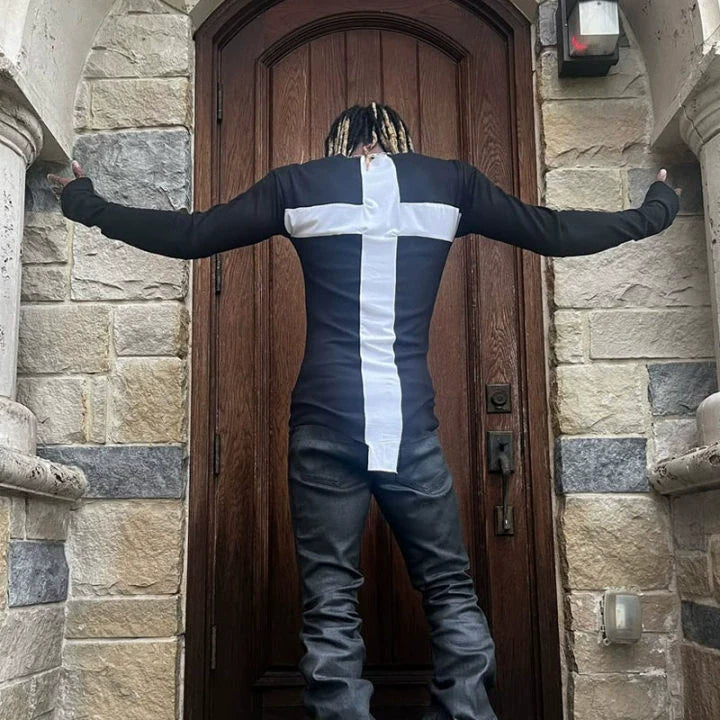 OVERSIZED PATCHWORK LONG SLEEVE T-SHIRT