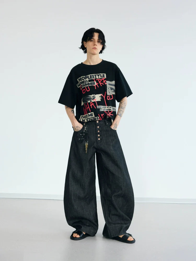 BLACK WIDE LEG JEANS