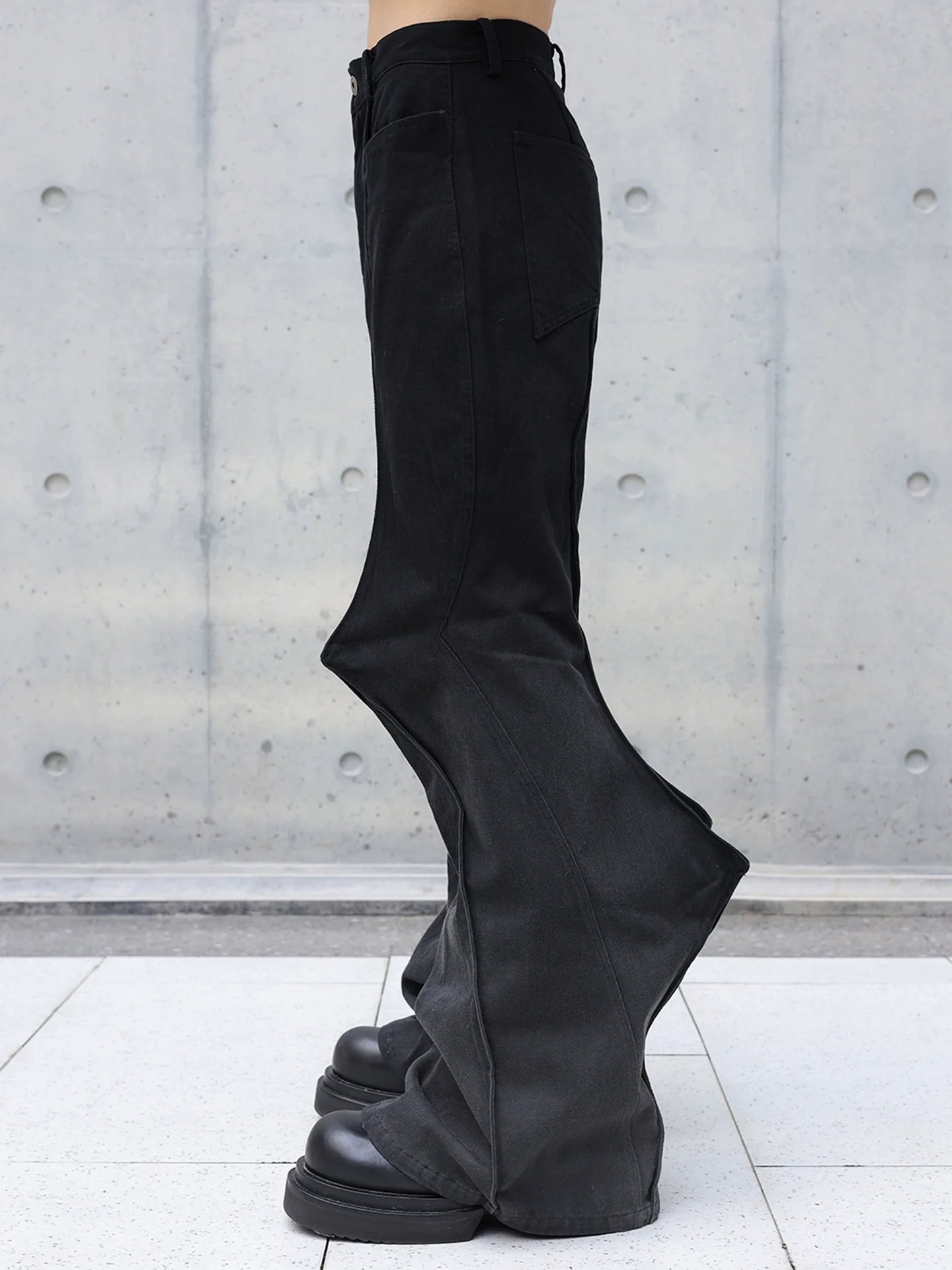 TRENDY AGED DENIM FLARED PANTS