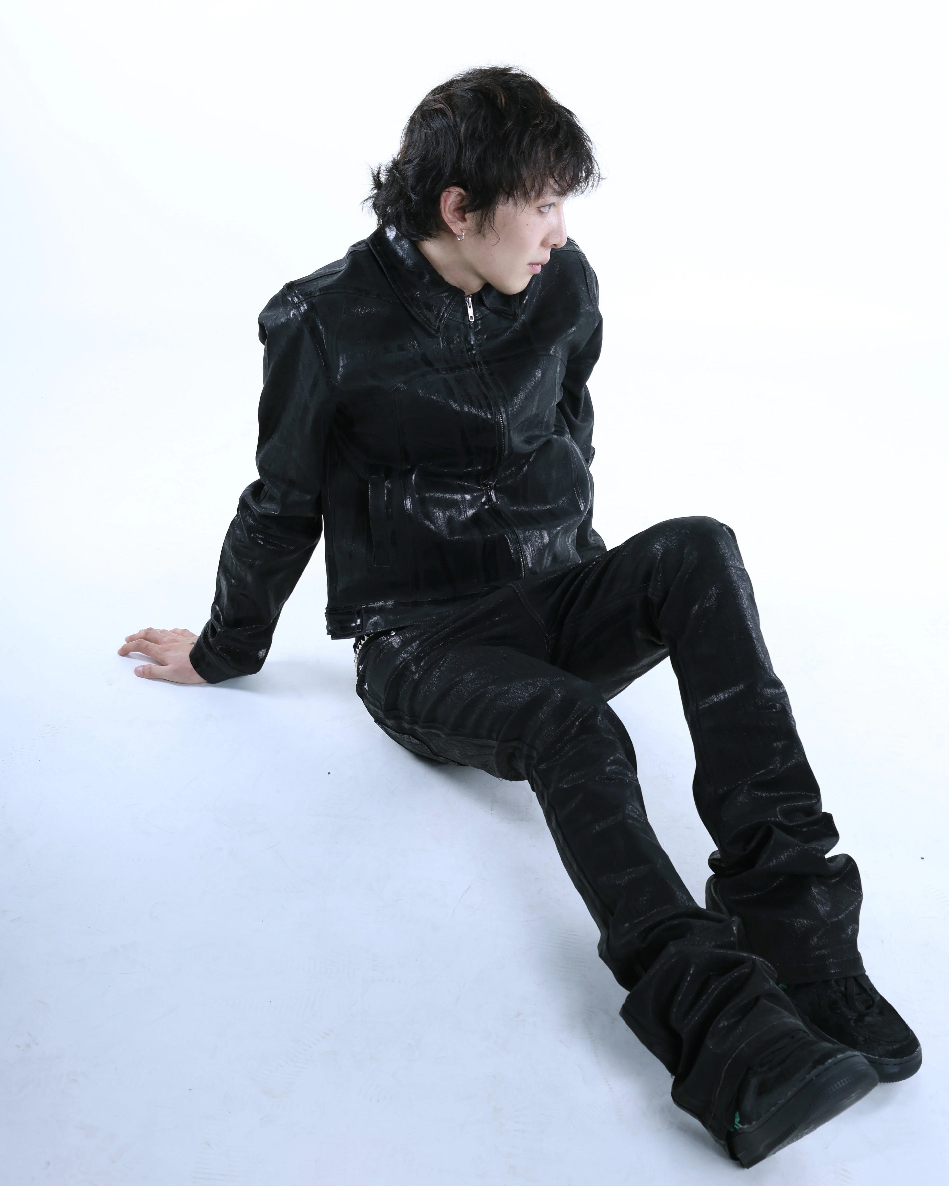 COATED BOOTCUT PANTS