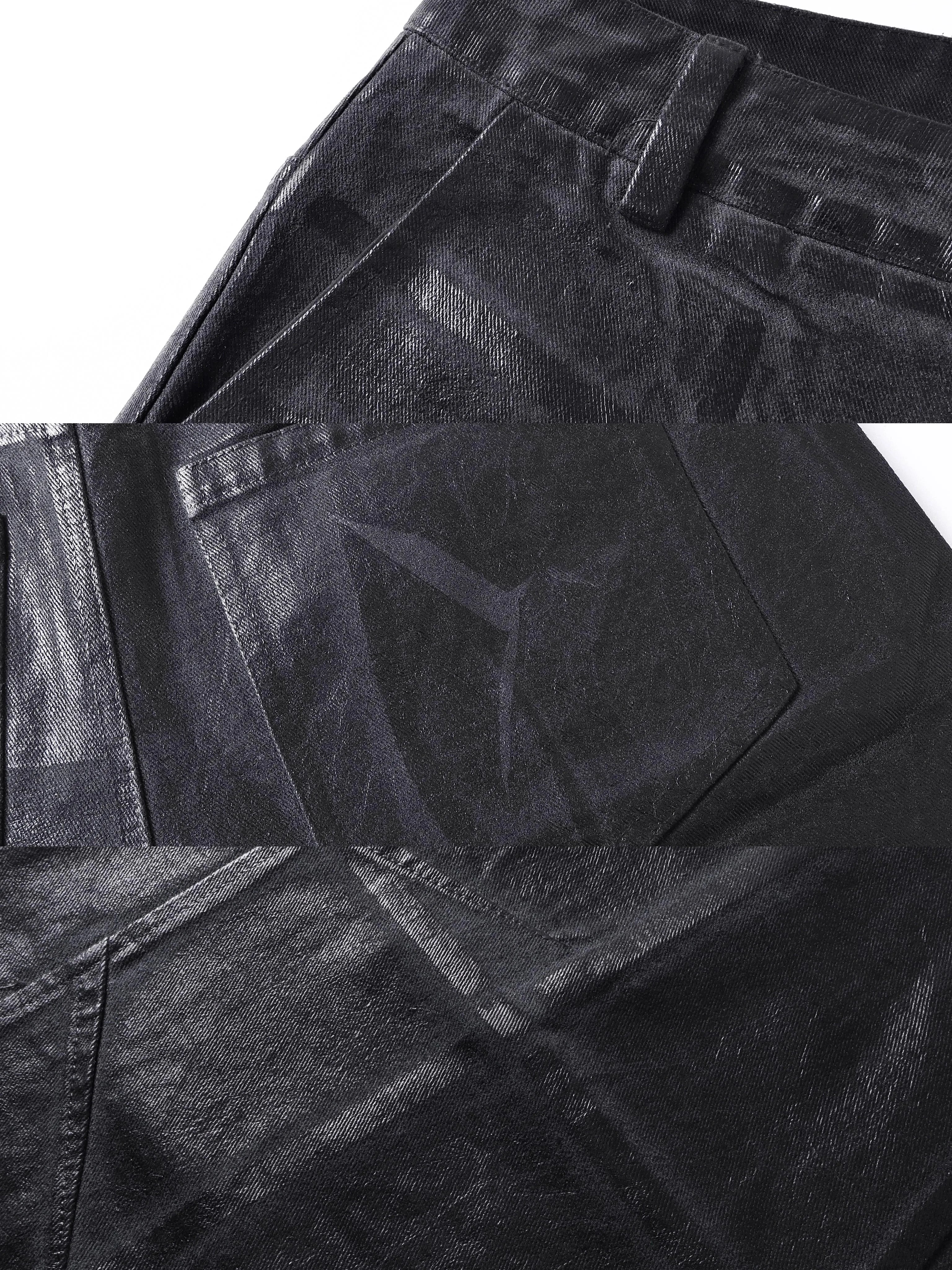 CRACKLE WAXED BAGGY PANTS