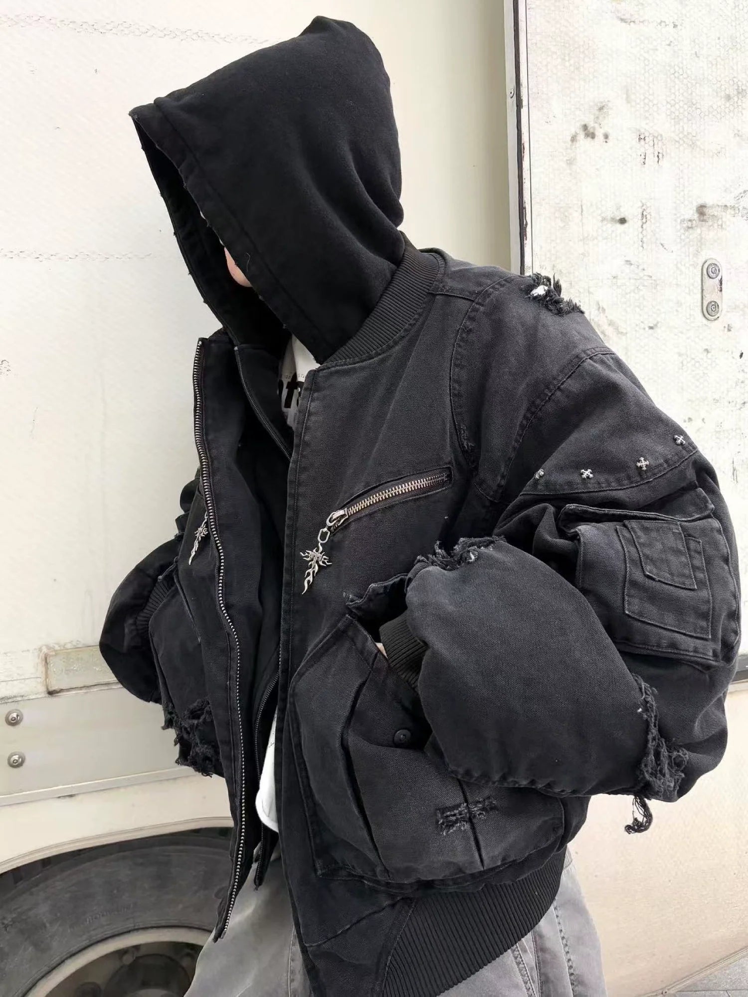 LAYERED BOMBER FLIGHT JACKET