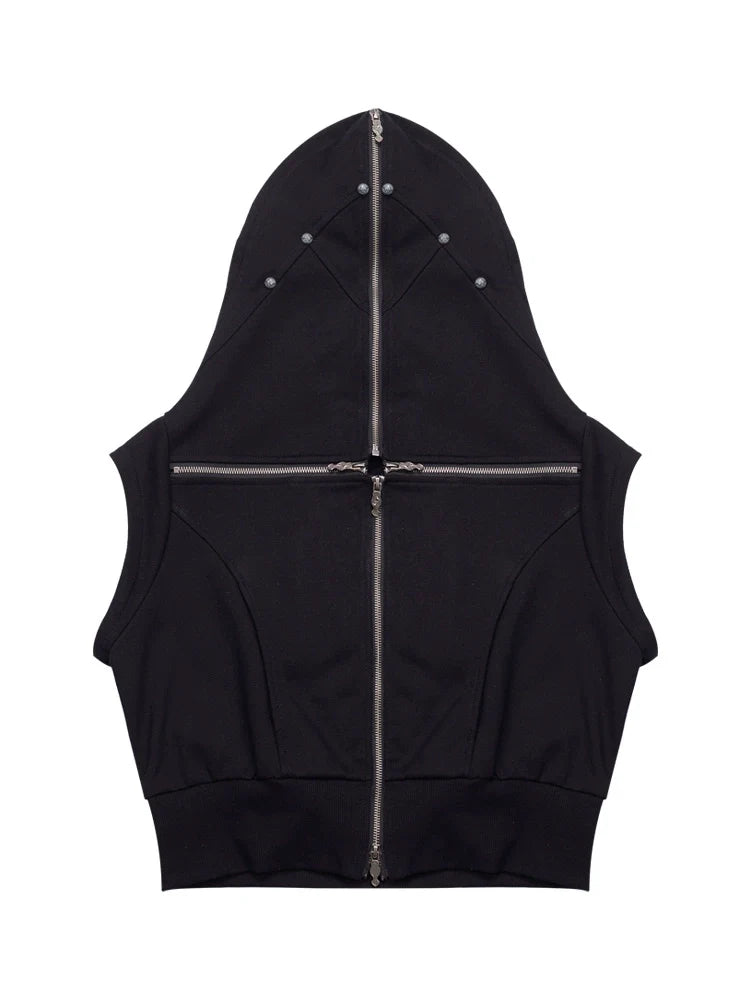 SLEEVELESS HOODED CANVAS VEST