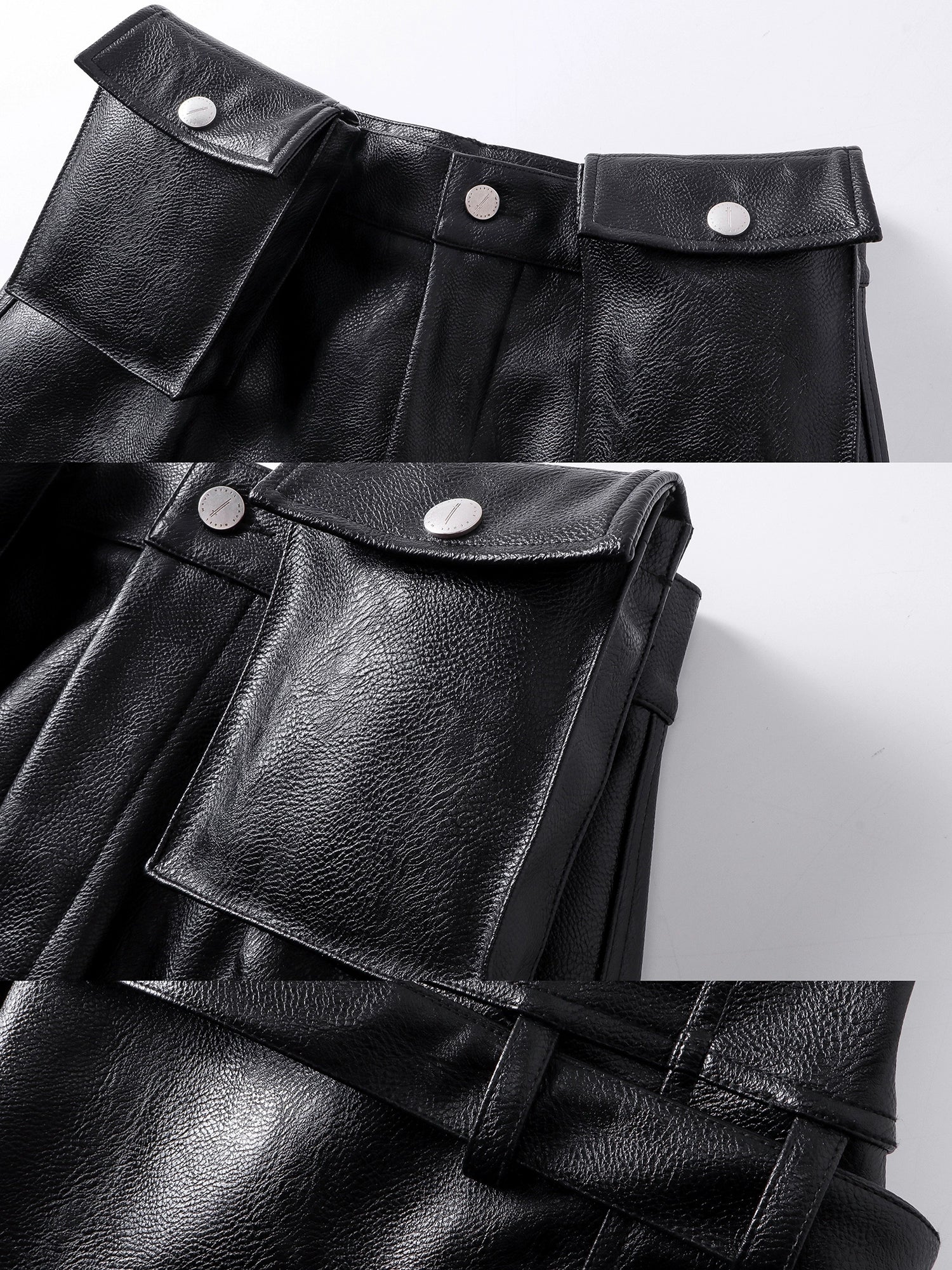 DOUBLE WAIST LEATHER PANTS