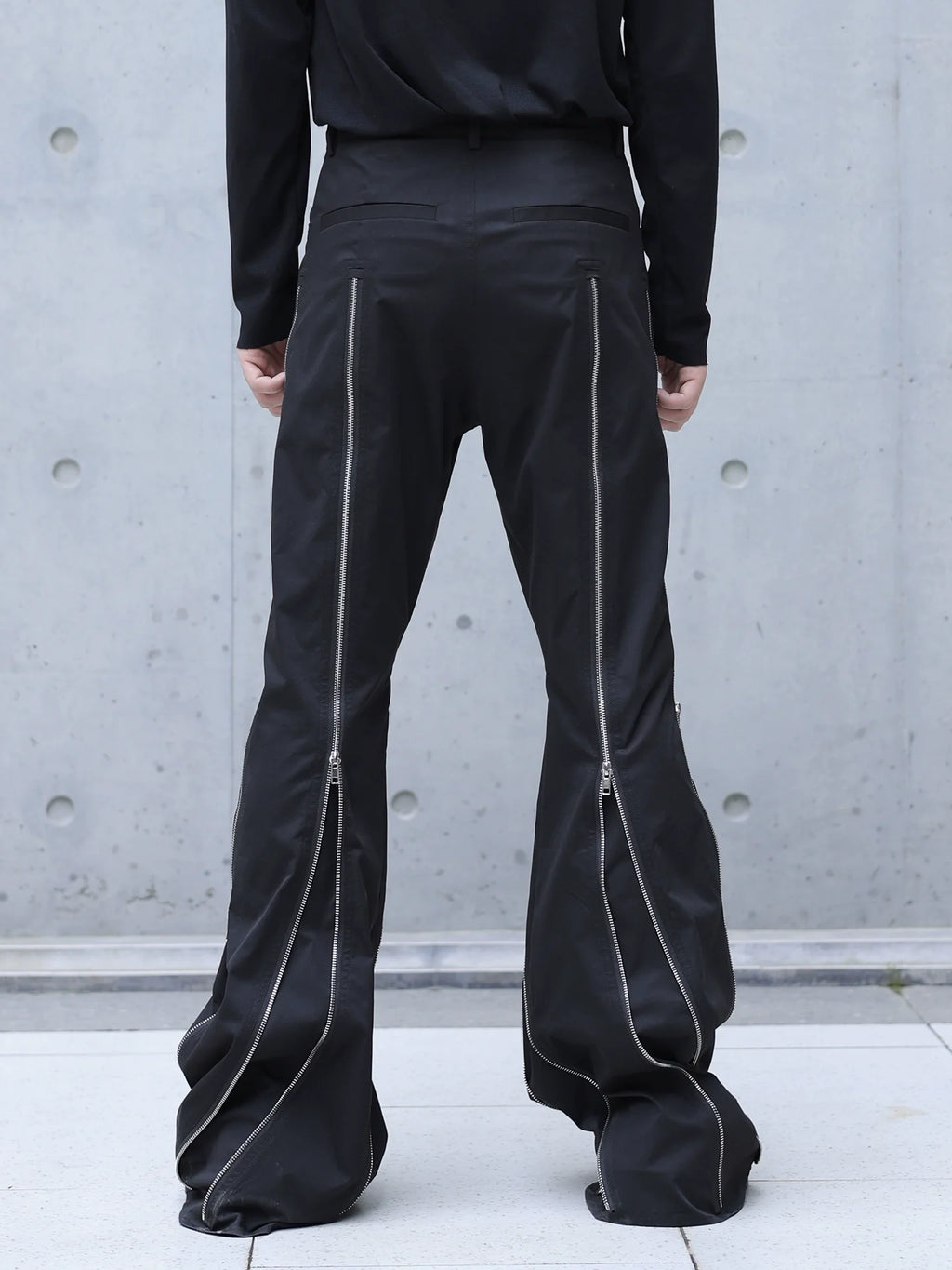 ADJUSTABLE MULTI-ZIPPER FLARED PANTS