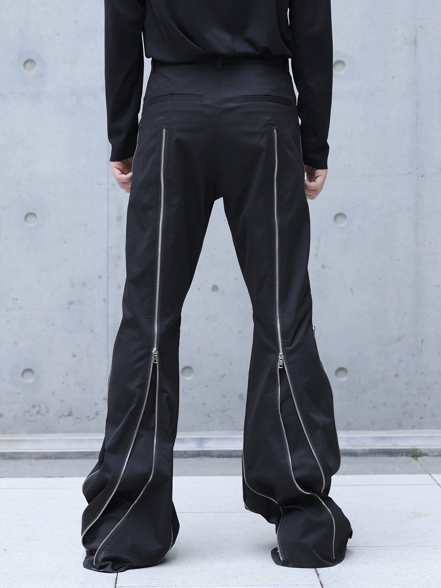 ADJUSTABLE MULTI-ZIPPER FLARED PANTS