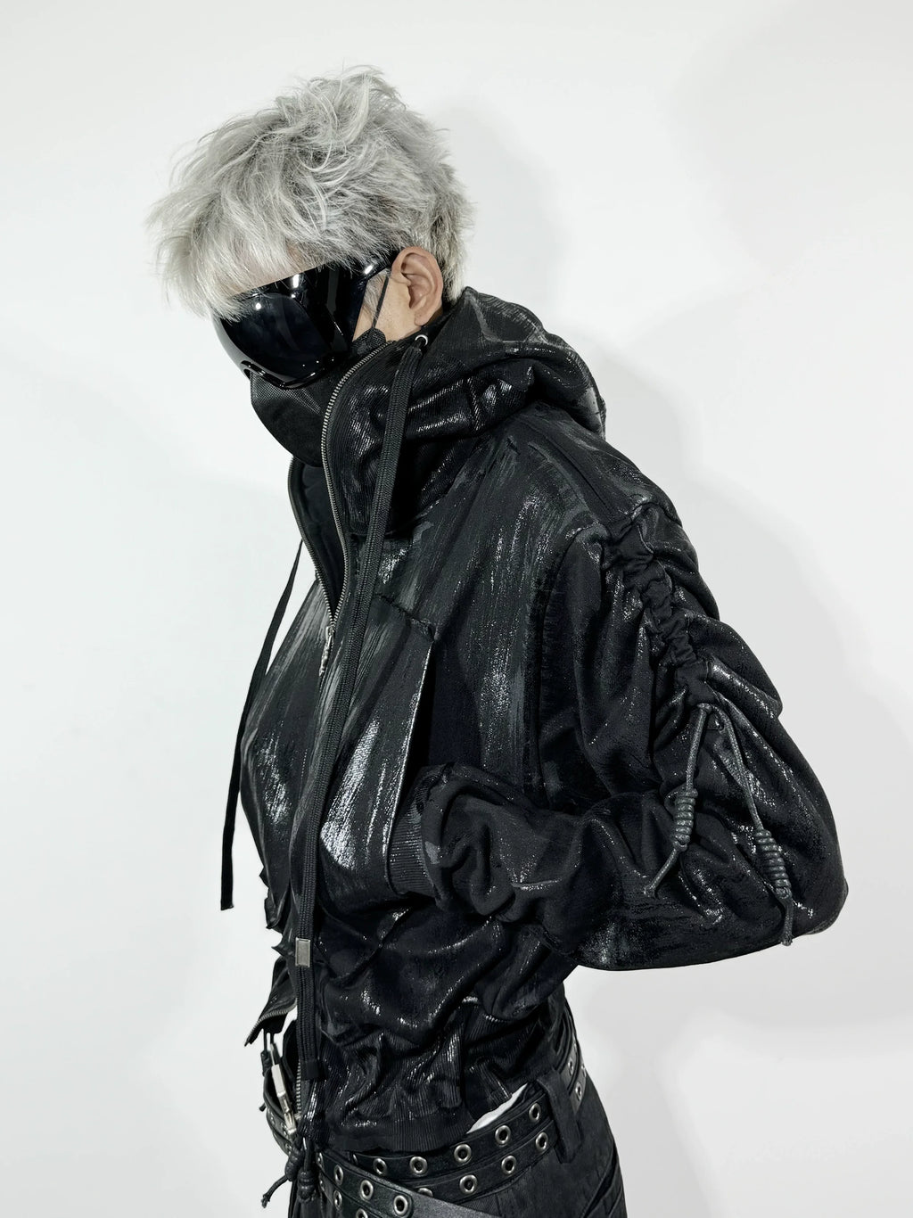 METALLIC BRUSHED HOODIE JACKET