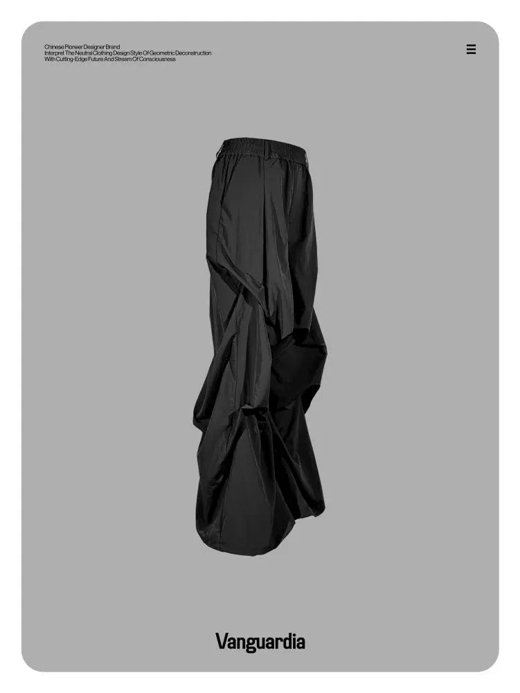 DARK PLEATED WIDE LEG PANTS