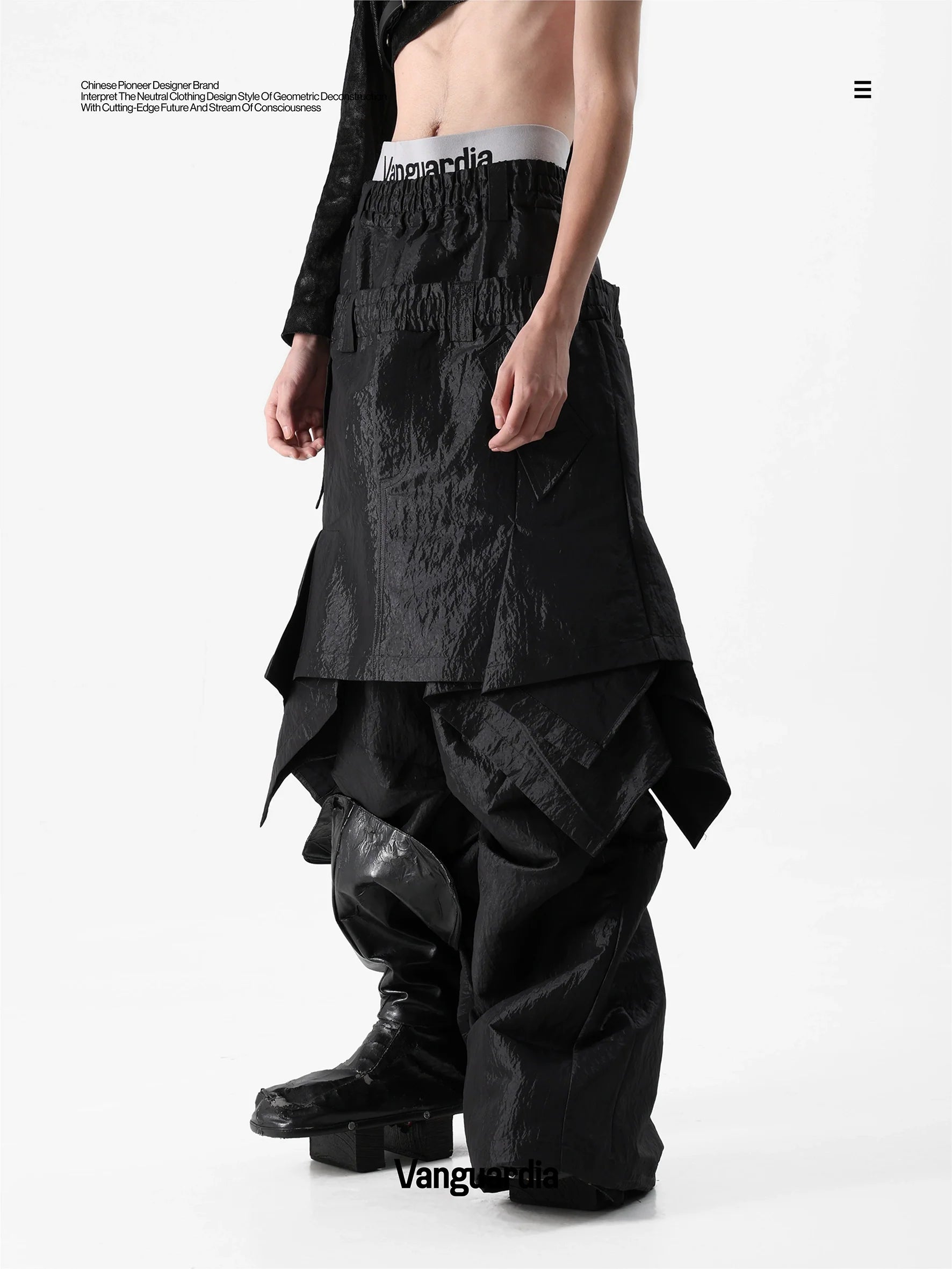 METALLIC BLACK CULOTTES PANTS