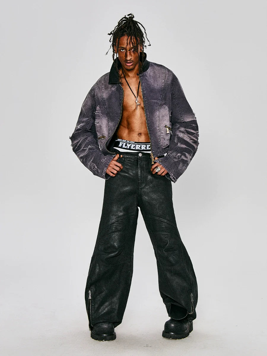 VINTAGE BLACK DENIM TROUSERS