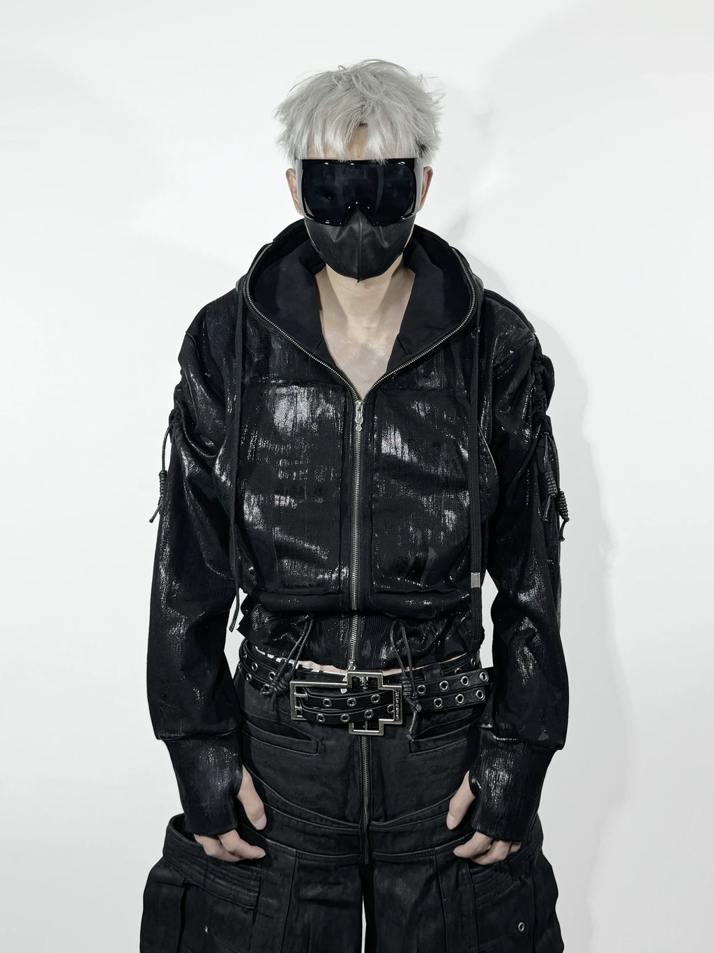 METALLIC BRUSHED HOODIE JACKET