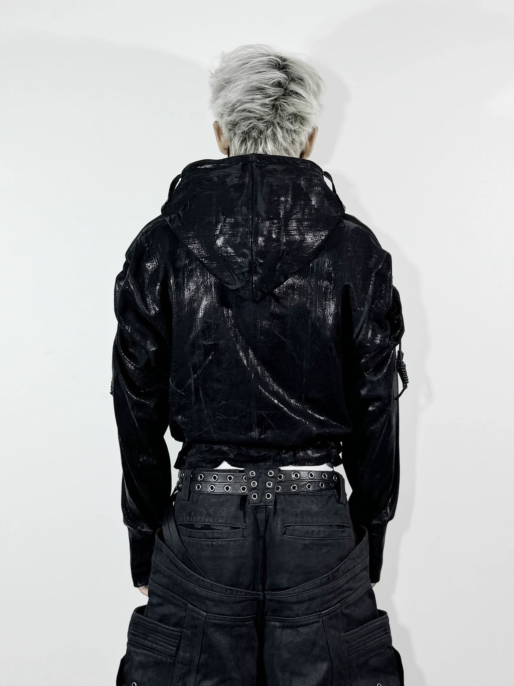 METALLIC BRUSHED HOODIE JACKET