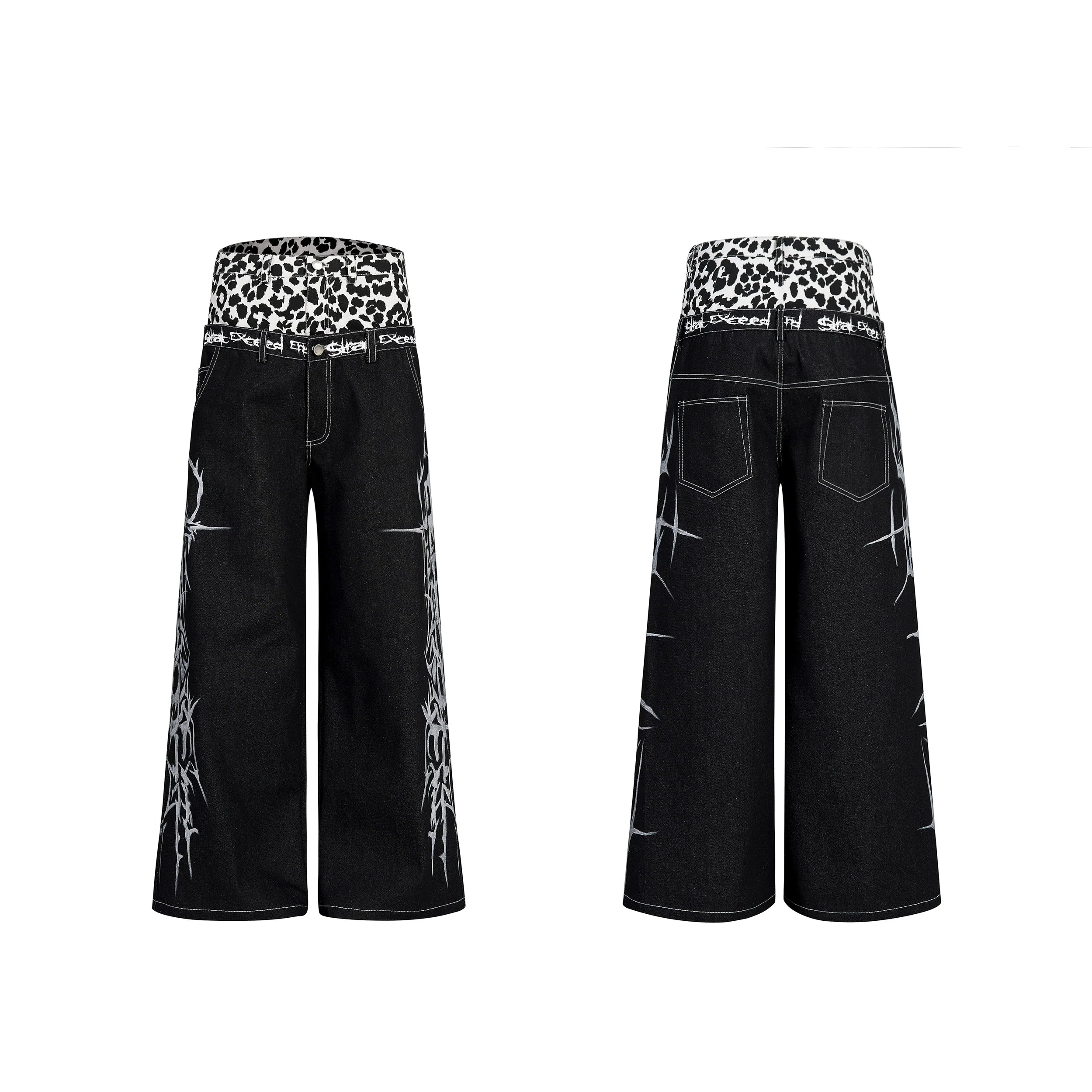 LEOPARD WIDE-LEG JEANS