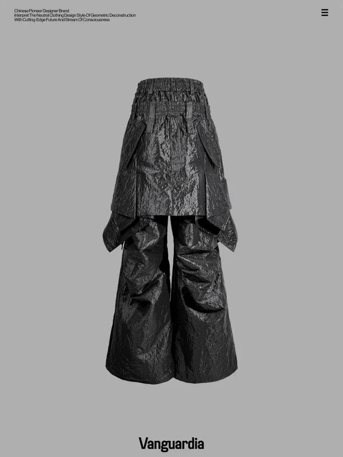 METALLIC BLACK CULOTTES PANTS