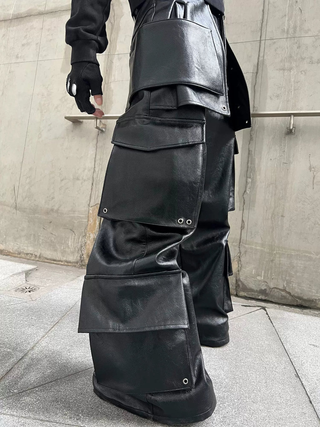 LEATHER CARGO PANTS