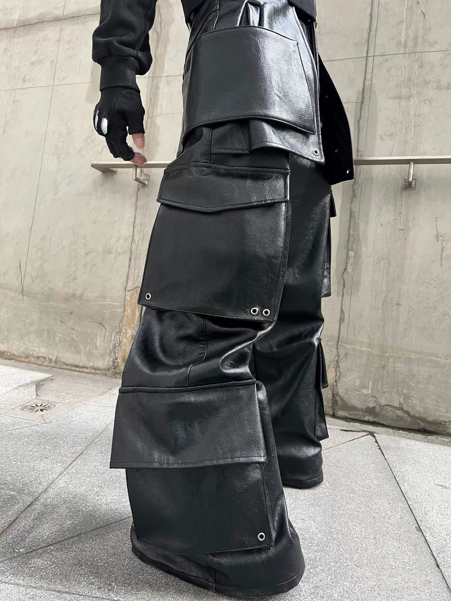LEATHER CARGO PANTS
