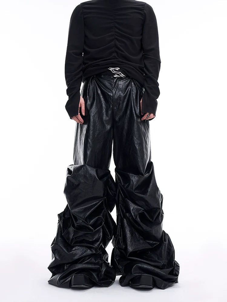 PLEATED WIDE-LEG CASUAL PANTS