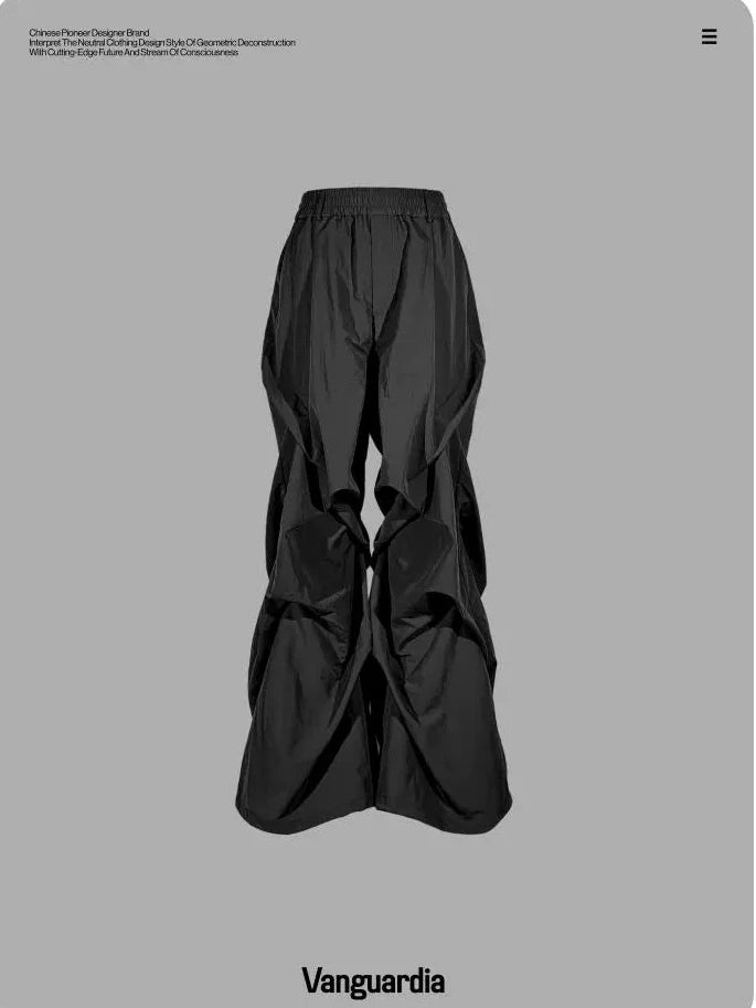 DARK PLEATED WIDE LEG PANTS