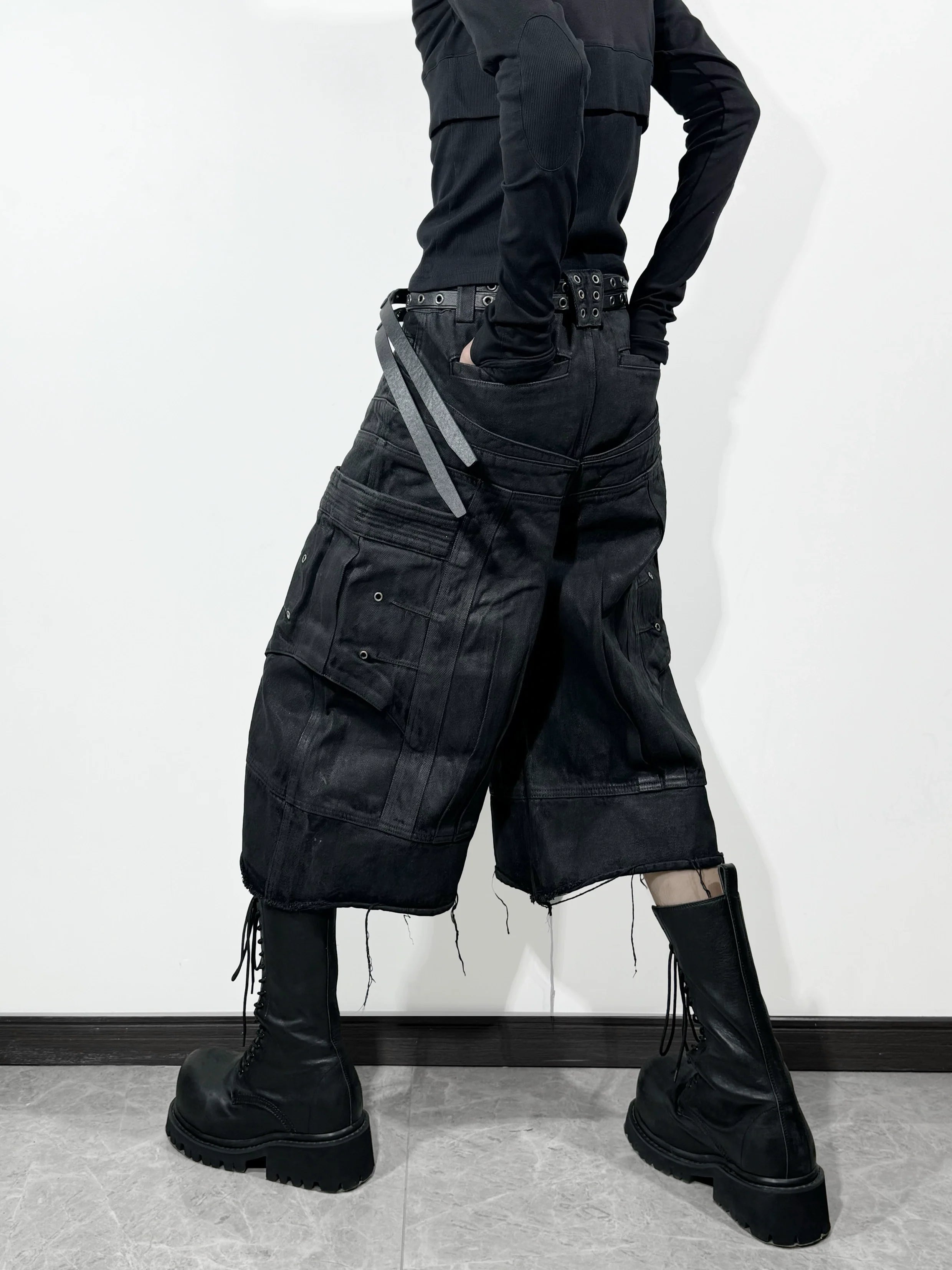 LIQUID METAL DENIM SHORTS