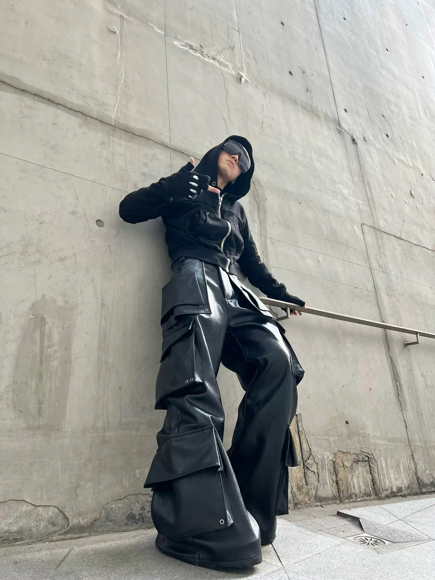 LEATHER CARGO PANTS