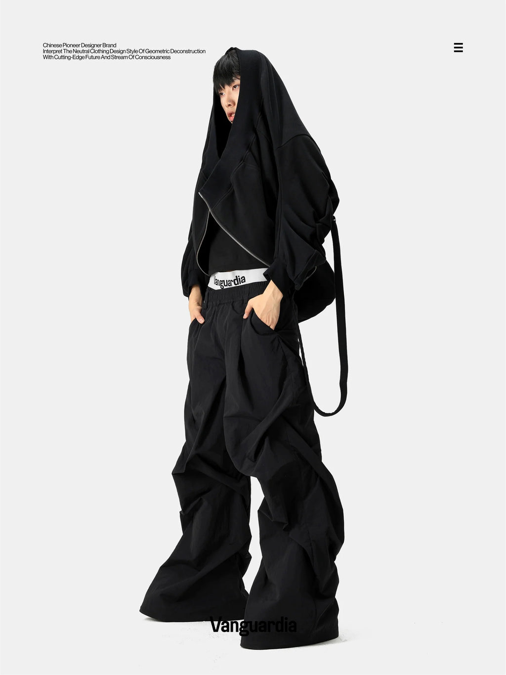 DARK PLEATED WIDE LEG PANTS