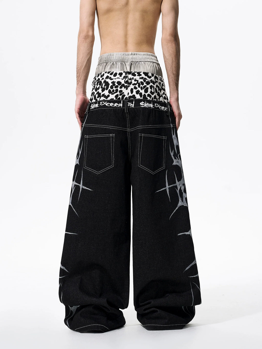 LEOPARD WIDE-LEG JEANS
