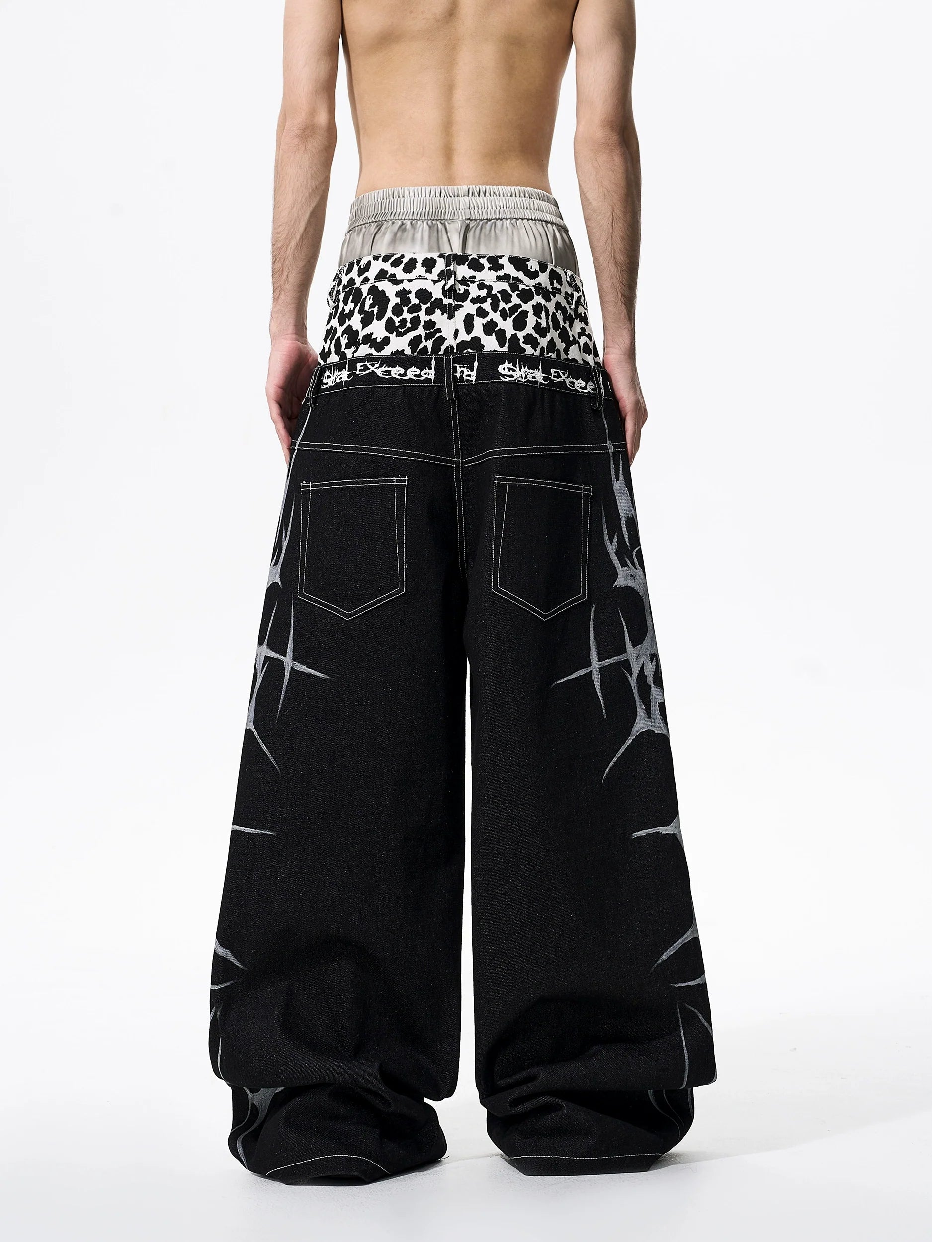 LEOPARD WIDE-LEG JEANS