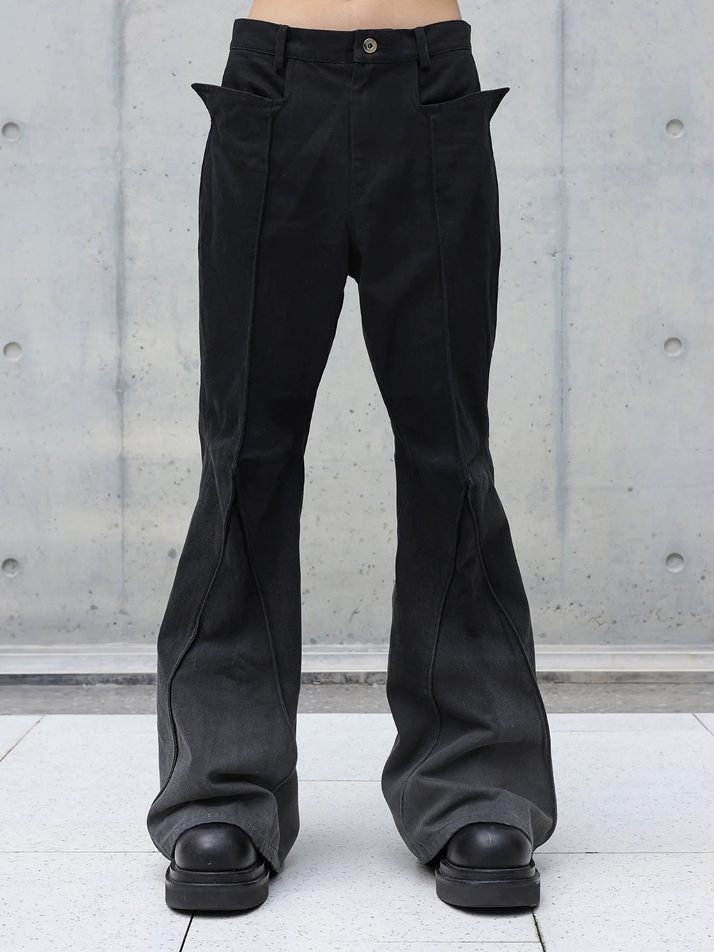 TRENDY AGED DENIM FLARED PANTS