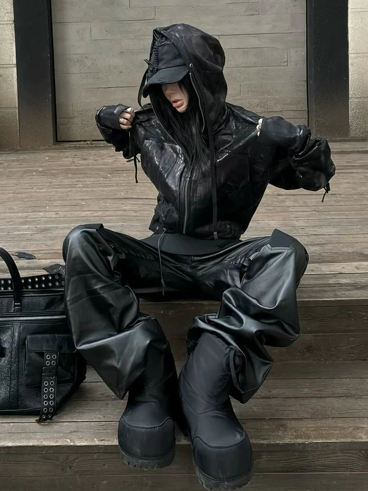 METALLIC BRUSHED HOODIE JACKET